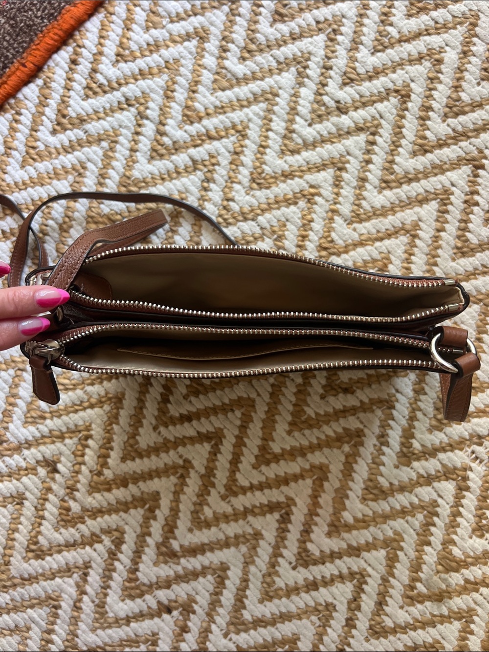 Coach Brown Pebbled Leather Crossbody Bag - Picture 5 of 9